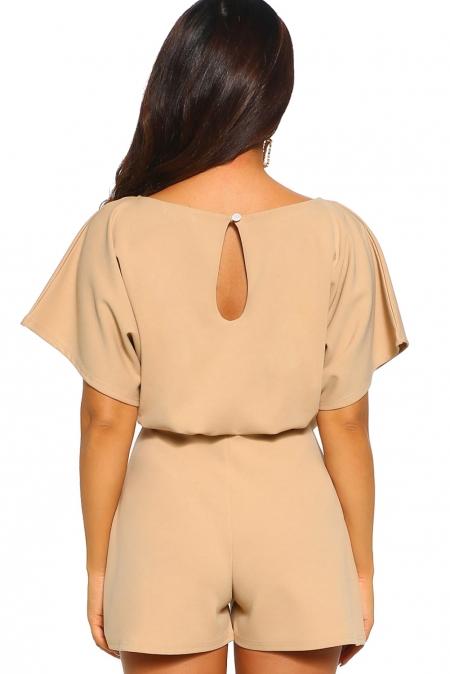 Apricot Short Sleeve Over The Top Belted Playsuit