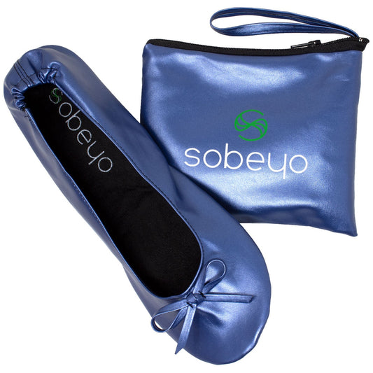 Foldable Ballet Flats Women's Travel Portable Comfortable Shoes Navy