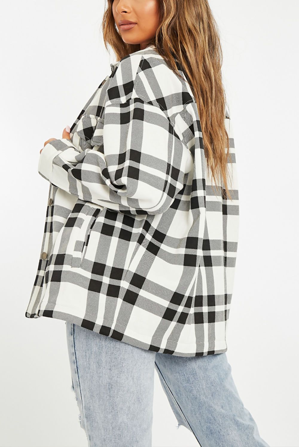 Black and White Check Shacket Womens
